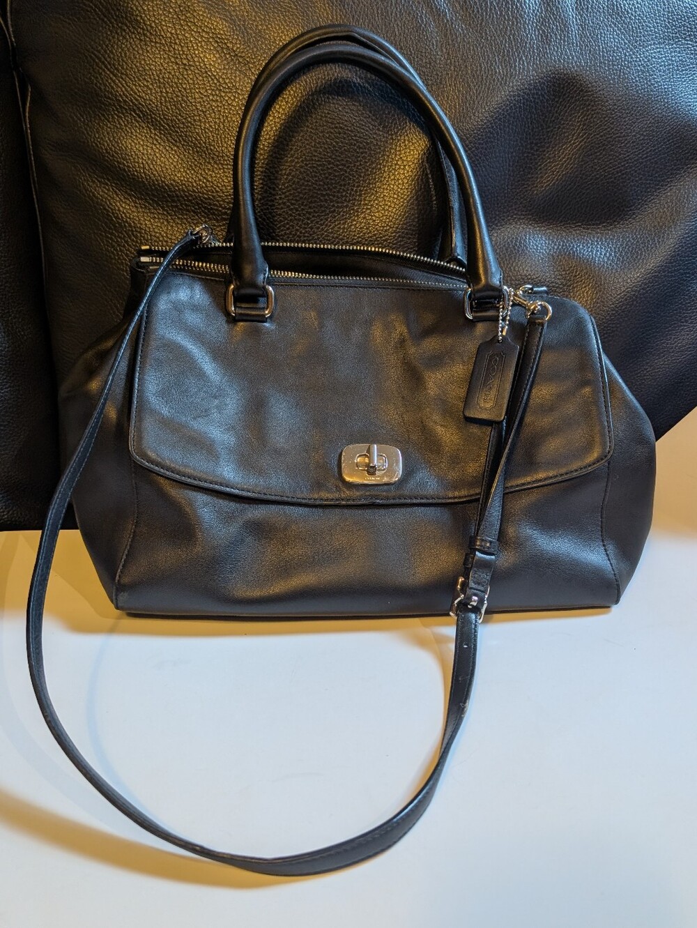 Coach Legacy Leather Harper Triple Zip Satchel glove-tanned leather